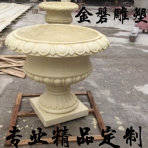 European FRP flowerpots Nordic creative imitation stone resin flower bowl manufacturers custom sculpture Villa decoration Jinpan