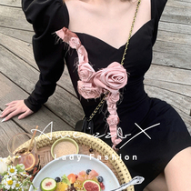 Sexy wind light luxury petal dress women 2021 autumn new high-end fan temperament slim fashion hip skirt