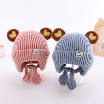 Baby hats autumn and winter men and women baby earrings cute super cute winter knitting warm young childrens wool hat