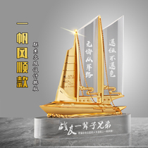  Veteran souvenirs customized gifts for comrades and brothers lettering crystal sailing boat ornaments fire veterans gifts