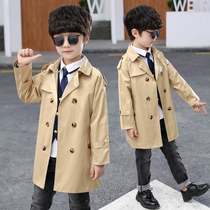 Childrens clothing boy windbreaker coat spring clothing childrens boys in the long style foreign atmosphere middle school children spring and autumn 2021 New Net Red