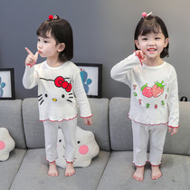 Childrens pajamas summer style split long sleeves girls home wear 3 girls 1-6 years old high waist belly protection baby air conditioning suit