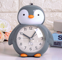 Cute penguin children student with cartoon bedside mute bedroom talking multifunctional voice snooze small alarm clock