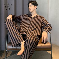 Japan 2022 new pajamas mens spring and autumn cotton long-sleeved homewear mens cotton set