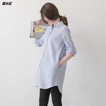 Spring and Autumn Clothing Professional Maternity Womens Striped Maternity Shirt Size Top Summer Short Sleeve base shirt Shirt Overalls