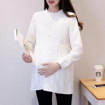Winter plus velvet padded cotton pregnant women shirt base warm coat winter fashion maternity shirt A version top T