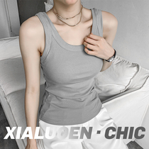 Threaded wide side harness vest female inner lap fashion foreign gas trendy knit bottom summer pure cotton quality net red explosive