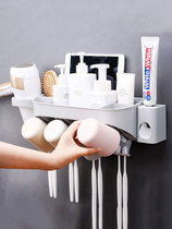 Toilet mouthwash cup storage Toothbrush holder stand with bathroom set Hair dryer rack Free toothpaste punch