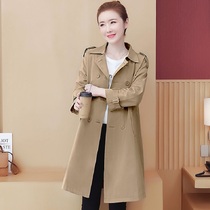 The new fat sister large size womens clothing 2021 spring and autumn and winter Korean version loose jacket medium-long Western style windbreaker womens trend