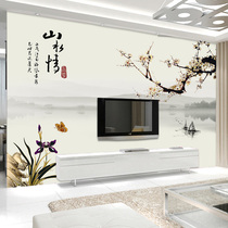 Bamboo Wood Fiber Integrated TV Background Wall Protection Wall Panel Water Ink Landscape Mood Living-room Sofa Decoration Buttoned Board Self