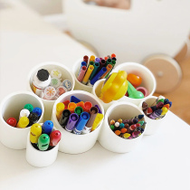 ins obliquely inserted pen holder white multifunction office desk surface creative pen holder containing box light and luxurious