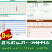Primary and secondary school students study schedule summer and winter vacation life clock-in table every Sunday plan self-discipline template electronic version