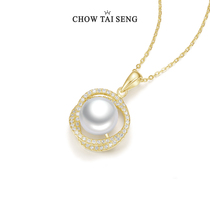 Chow Dai-Sheng Golden retro Pearl necklace Egyptian beads series sterling silver sweater chain to give elders mother gifts