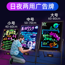 Commercial luminous fluorescent board Billboard small blackboard shop with flashing blackboard handwriting advertising board led electronic hanging wall charging stalls wooden milk tea shop luminous custom nail shop display board