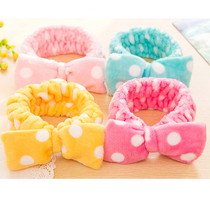 Korean bow hair band for face washing Mask Bathing High elastic hair band makeup Plush simple and cute