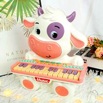 Childrens multi-functional early education puzzle beginner electronic piano baby can play the little cute cow piano music toy gift