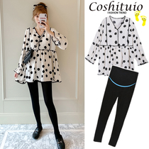 Pregnant women autumn suit fashion top long chiffon polo point shirt female doll shirt spring autumn small man