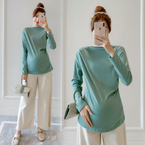 Pregnant women base shirt spring and autumn 2021 new autumn cotton long sleeve top long loose interior wear