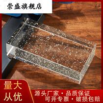 Bubble crystal brick transparent square glass partition wall bathroom ultra-white glass brick color background wall edge brick