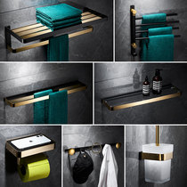 Solid light luxury towel rack all copper black gold toilet bathroom shelf toilet pendant hardware set