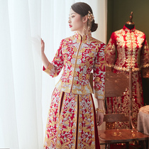 Show and dress bride 2022 New Chinese wedding dress wedding gown 2021 Summer pregnant woman big code dragon and vest woman