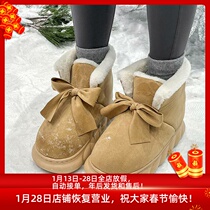 Qidan Shoes Factory Snow Boots Womens Winter Home Indoor Plush Velvet Warm Thick Bottom Stepping on Dead Feel Pack Heel Cotton Slippers