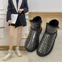 Snow Boots Woman Winter 2 New Plus Suede Thickening Plaid Students Warm Bread Cotton Shoes Short-Cylinder Short Boots
