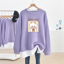 Autumn Winter Dress Pregnancy Woman Dress Korean Version Fashion Plus Suede Large Code Loose Medium Long Sleeves Pregnant Woman Vee Coat Fake two