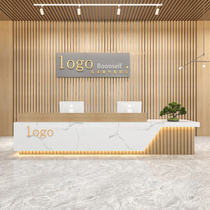 Company Brief Modern Front Desk Reception Desk Beauty Yard Hotel Clubhouse Training Institution New Chinese Style Desk Collection Silver Terrace