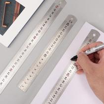 Straight ruler stainless steel ruler thickening 15cm50cm high precision measurement metal ruler 30cm double scale steel ruler