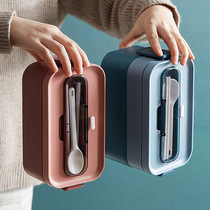 Lunch boxes office workers students can microwave oven heating special lunch boxes female double-layer split carrying Japanese lunch boxes