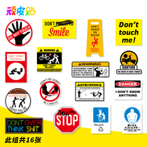 16 be careful and pay attention to interesting warning labels stickers notebook suitcase skateboard fishing box stickers decoration waterproof