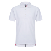 THOM BROWNE SUMMER STRIPED SLIM FIT POLO SHIRT T-SHIRT MENs BUSINESS CASUAL BREATHABLE MENS TB SHORT SLEEVE