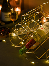 Red wine lattice rack diamond lattice rack shelf creative personality red wine rack ornaments wine cabinet home decoration