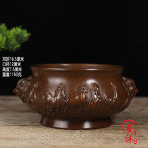 Antique Vintage plays retro-made old copper copper engraved twelve zodiac lion ear pressed by furnace fragrance furnace home decoration