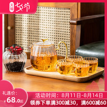Light luxury afternoon herbal tea set Nordic boiled fruit tea pot Single pot Beauty Salon Teacup Glass Tea Pot set