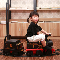 Shake sound small train track set big retro music Electric four-wheeled children can sit on educational toys for boys and girls