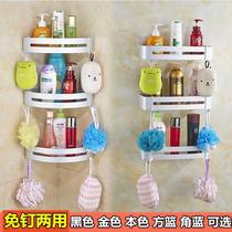 Punch-free bathroom corner basket black triangle shower rack tripod toilet corner storage rack