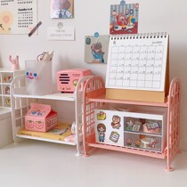 Simple double-layer desktop rack storage box hipster creative student dormitory stationery storage artifact