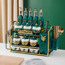 Kitchen seasoning oil salt sauce and vinegar full set high-value seasoning bottle seasoning can seasoning box storage rack combination