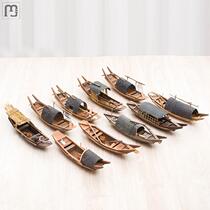 Imitation ancient sailing decorations Small boat model handmade wooden small boat model boat model fishing boat Shaoxing urcanopy boat wood boat