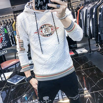 European station embroidered plaid hooded sweater men fashion brand ins trend 2021 autumn and winter new mens hoodie coat