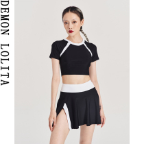 Black swimsuit womens split small man conservative 2021 new hot spring ins wind show thin skirt swimsuit