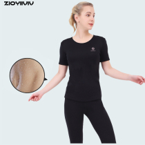 Stone shadow violent sweat clothing womens summer sports suit fitness clothing short sleeve sweating sweat drop body Dance running sweat pants