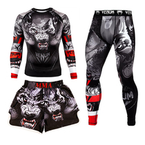 Venom long sleeve training suit three-piece quick-drying tights long-sleeved trousers sports fitness boxing Sanda set Autumn