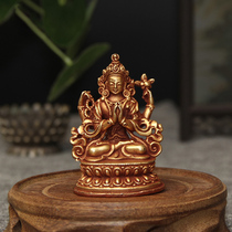 Buddhist supplies Pure copper gilt Tibetan Tantric Nepal small Buddha Statue Pure Copper four-armed Guanyin special offer