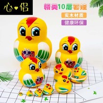 10-layer Russian doll toy wooden Chinese style hand-painted pattern girl cute childrens educational creative toy