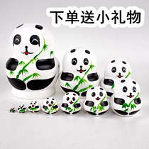 Genuine Russian doll 10-layer panda cute doll air-dried basswood handmade childrens educational toy pendulum