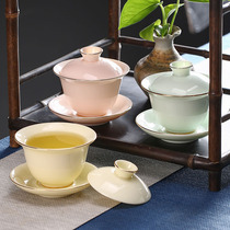 Sheep jade bowl single tea cup white porcelain ceramic household not hot hand kung fu tea set three cups Bowl