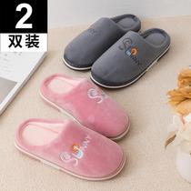 Cotton slippers Womens Home non-slip thick-bottomed hairy home winter indoor cute couple a pair of home men autumn and winter